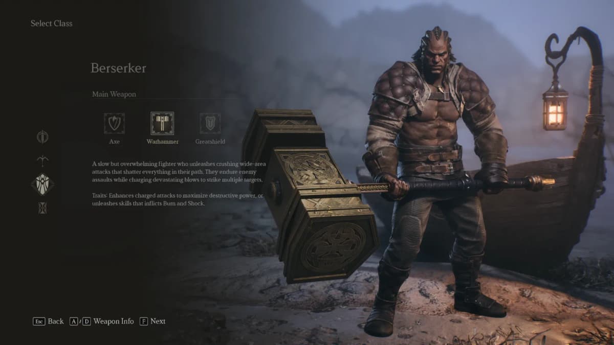 The four classes in the demo, each with three main weapons 3
