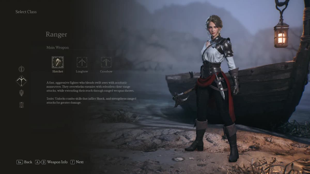 The four classes in the demo, each with three main weapons 2