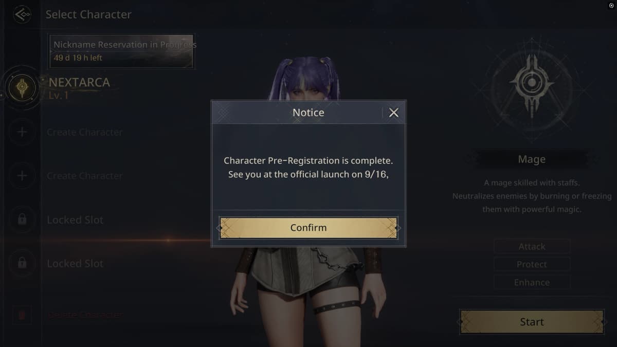 Architect Character Pre-Registration.