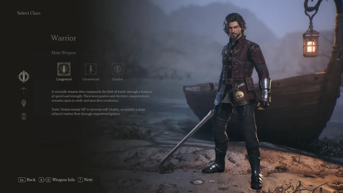 The four classes in the demo, each with three main weapons 1
