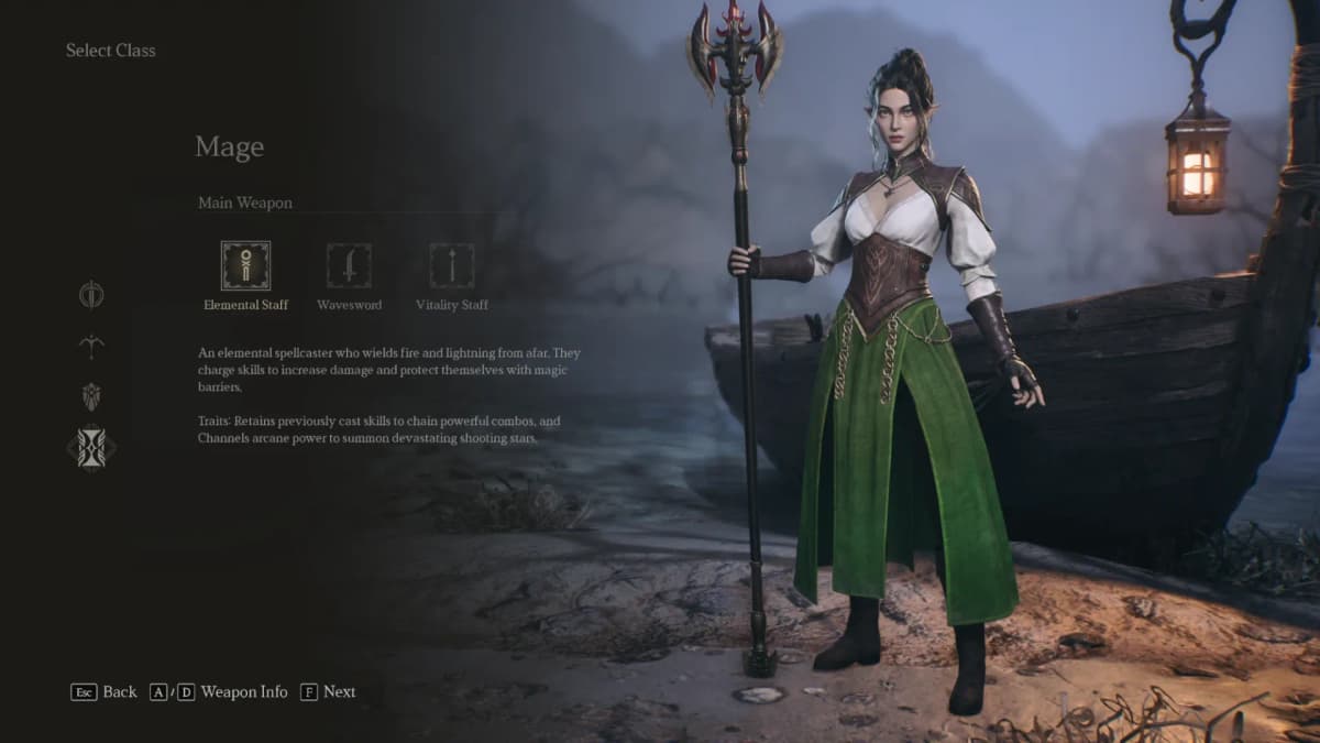 The four classes in the demo, each with three main weapons 4