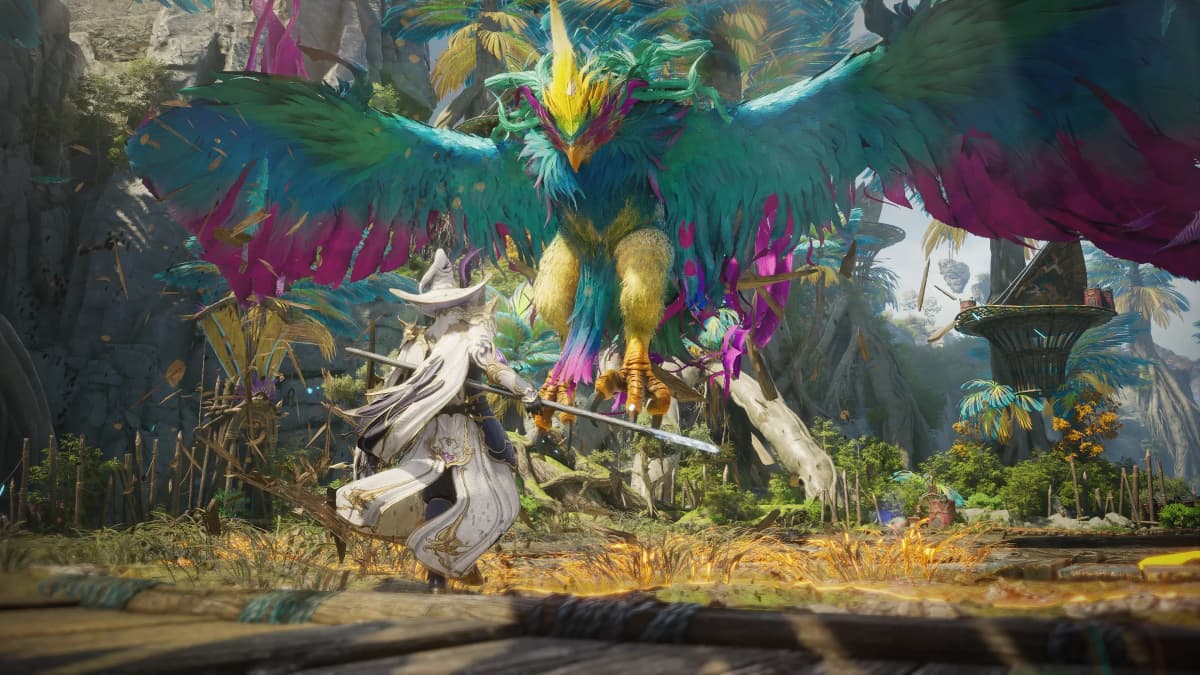 AION 2 character battling a large enemy in an official gameplay scene.