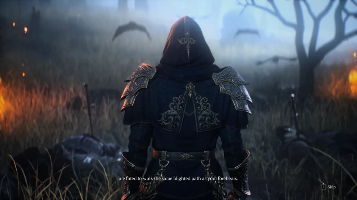 The intro mixes slow cinematic shots with an online world 1
